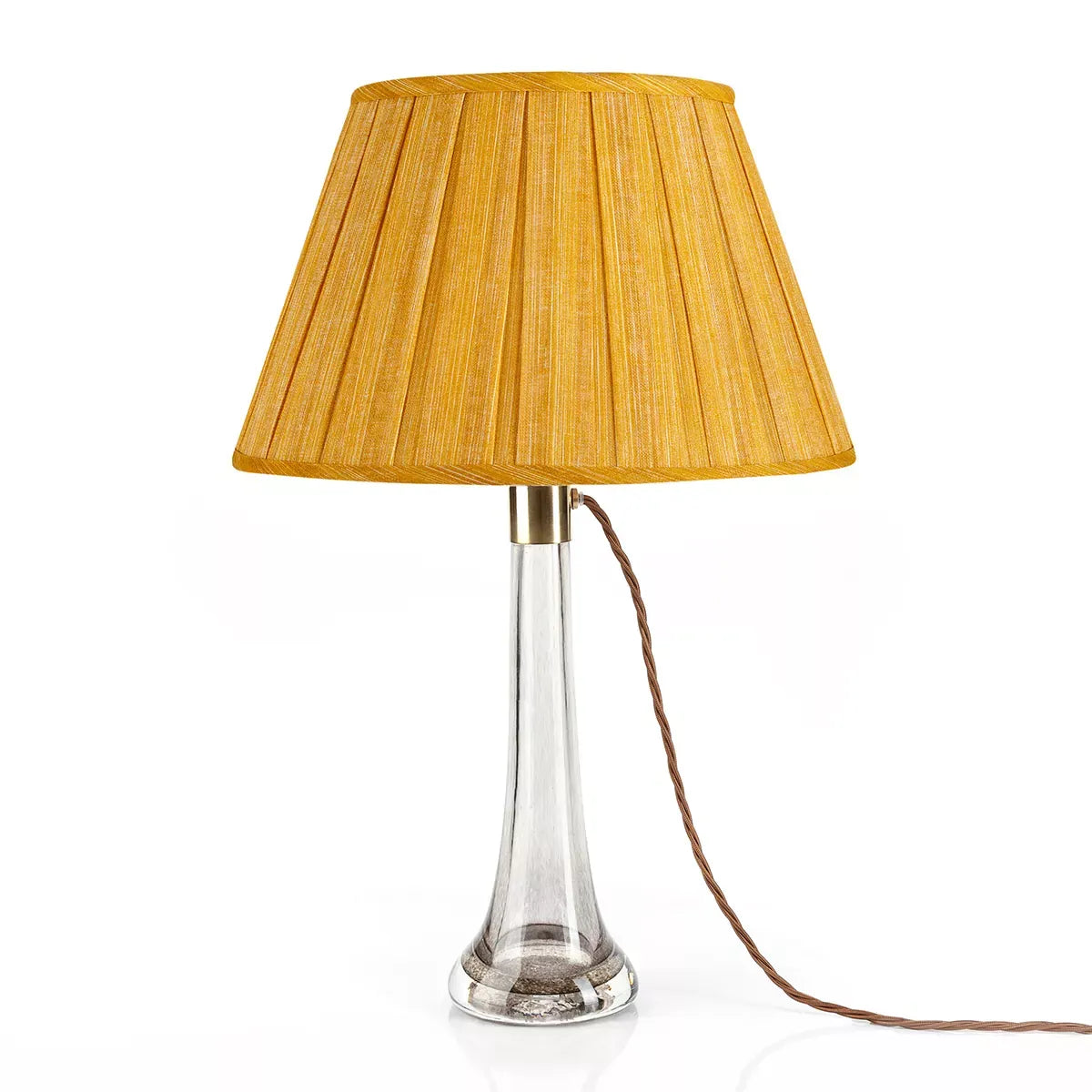 16 Inch Round Box Pleat Bedwyn Lampshade - Moire Club Yellow