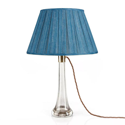 16 Inch Round Box Pleat Bedwyn Lampshade - Moire Sacre Bleu