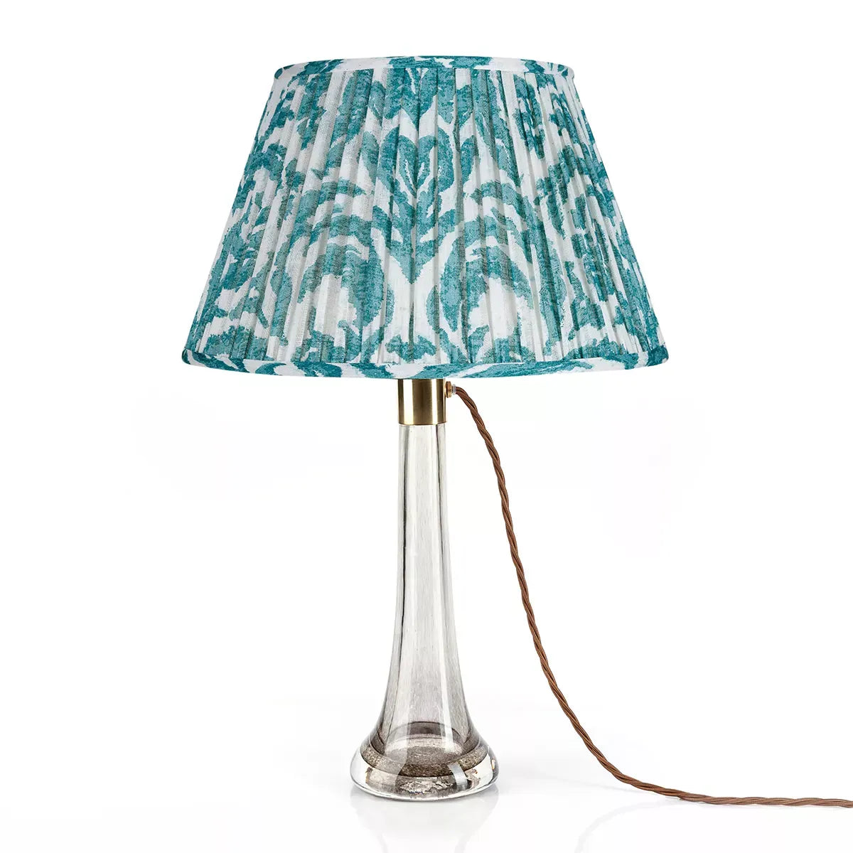 16 Inch Round Gathered Bedwyn Lampshade - Teal Marlborough