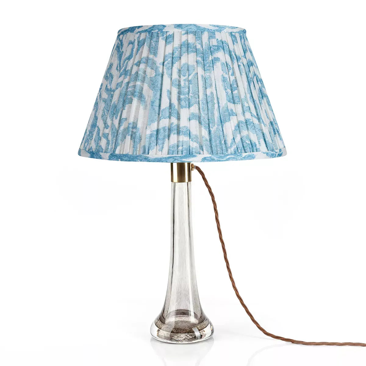 16 Inch Round Gathered Bedwyn Lampshade - Light Blue Marlborough
