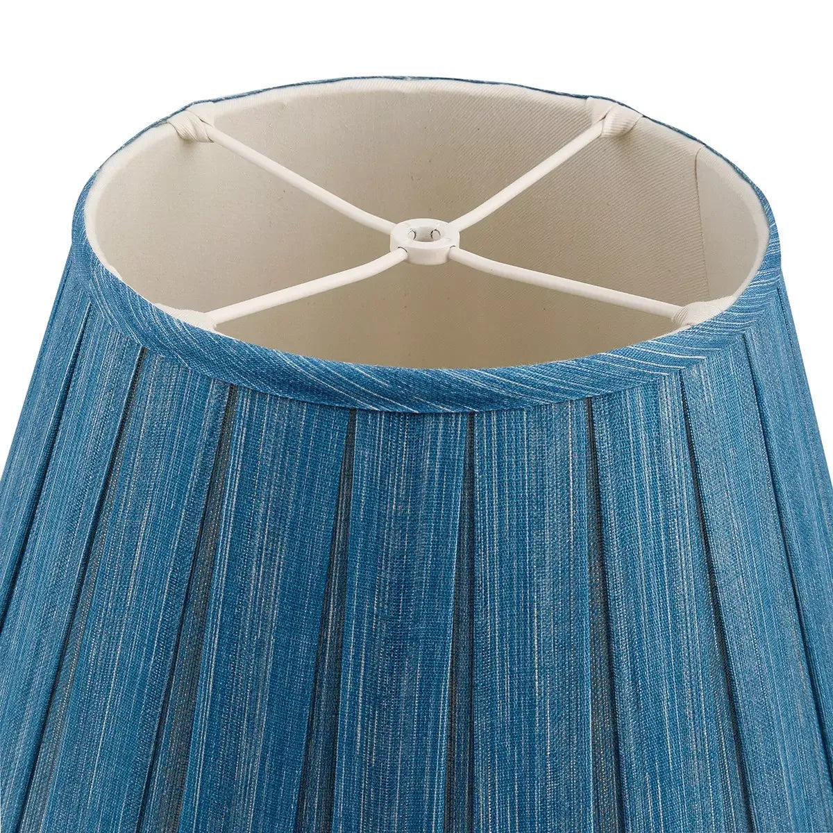 16 Inch Round Box Pleat Bedwyn Lampshade - Moire Sacre Bleu