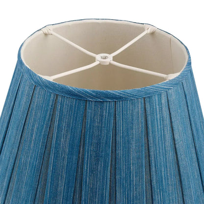 16 Inch Round Box Pleat Bedwyn Lampshade - Moire Sacre Bleu
