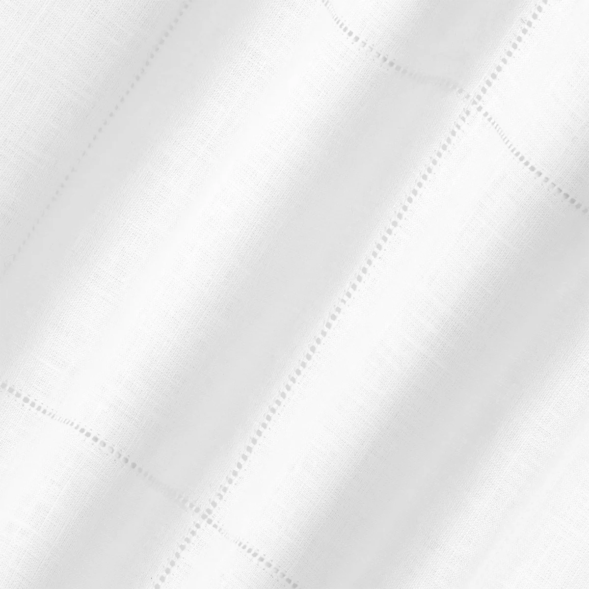 Drawn Thread Fabric Hemstitch Check - Ivory White