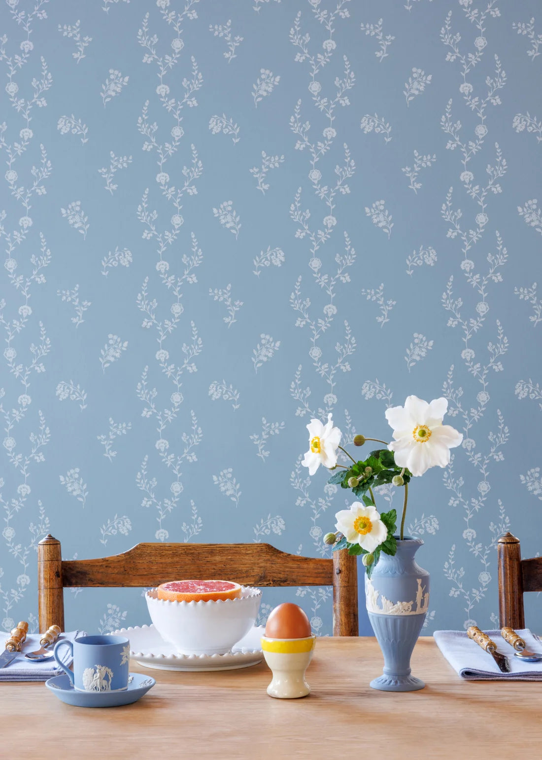 Indienne Lace Wallpaper - Jasper Blue