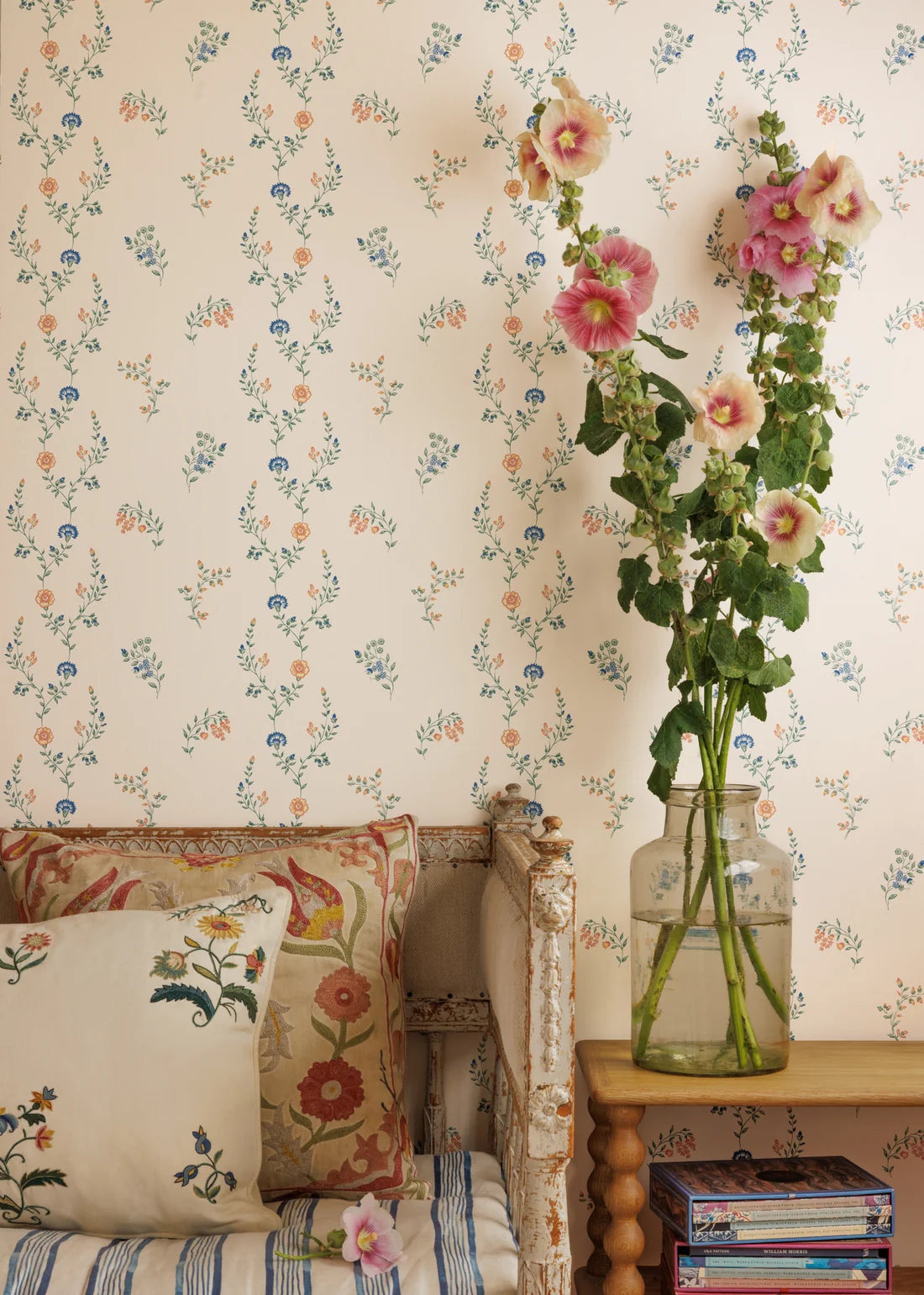 Indienne Vine Wallpaper - Marigold/Cornflower