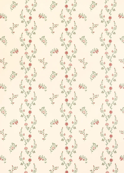 Indienne Vine Wallpaper - Crimson/Rose