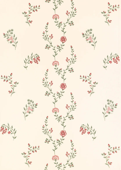 Indienne Vine Wallpaper - Crimson/Rose