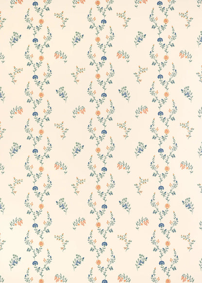 Indienne Vine Wallpaper - Marigold/Cornflower