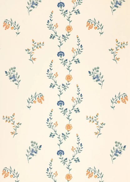 Indienne Vine Wallpaper - Marigold/Cornflower