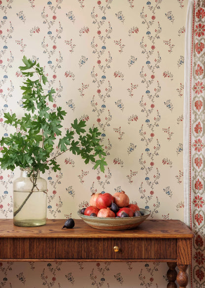 Indienne Vine Wallpaper - Ruby/Indigo