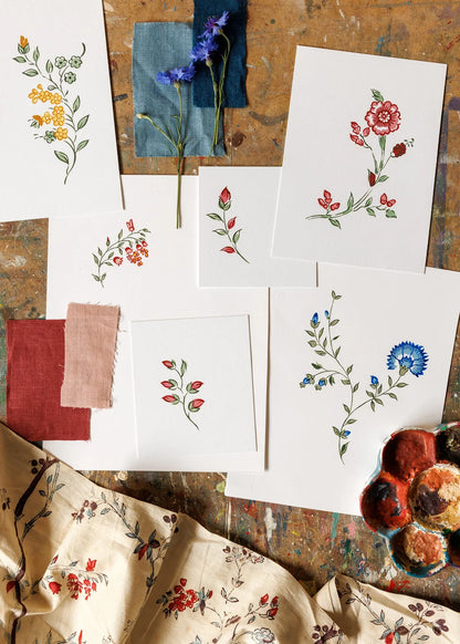 Indienne Vine Wallpaper - Ruby/Indigo