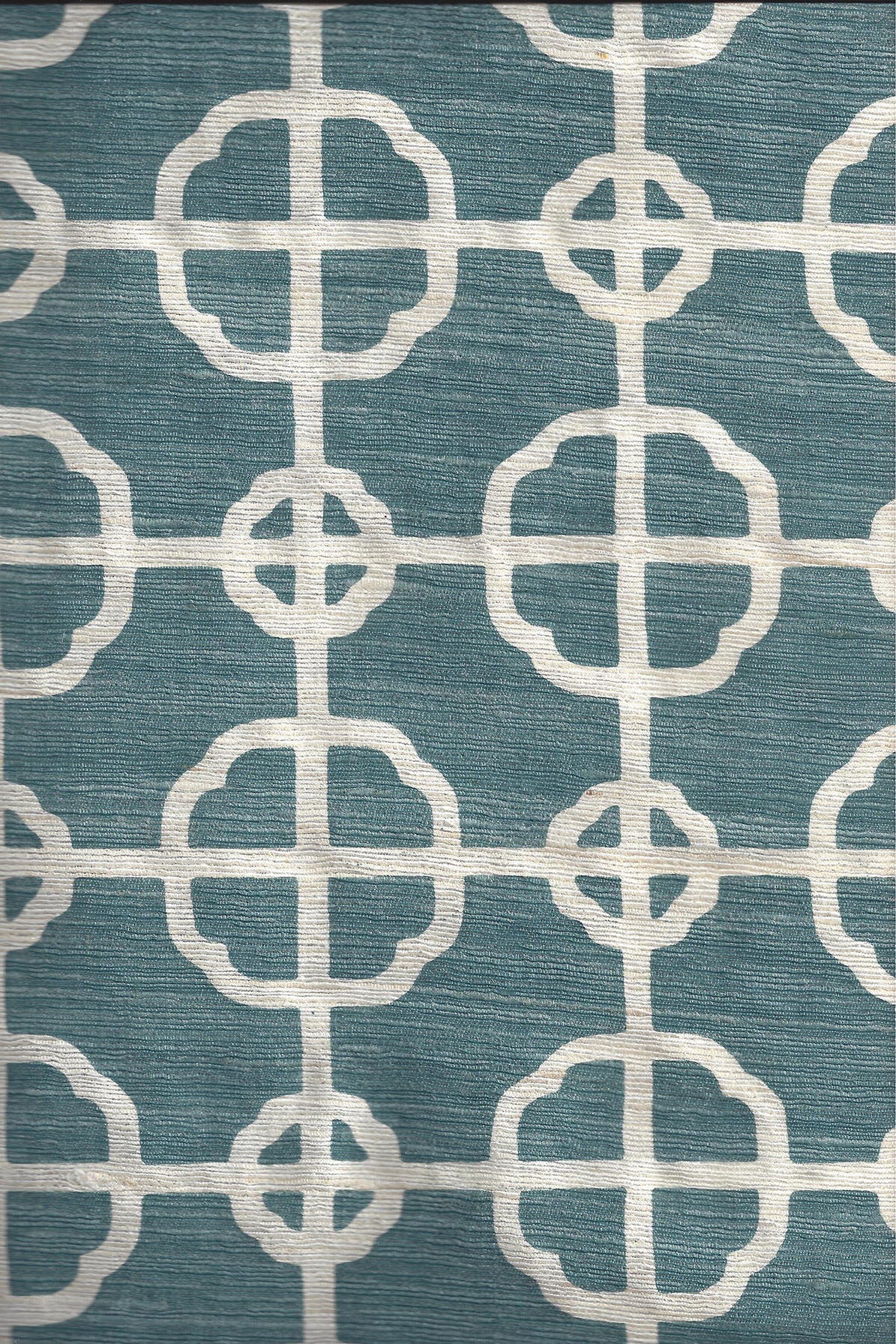 Janin - Pacific Blue on Off-White Silk
