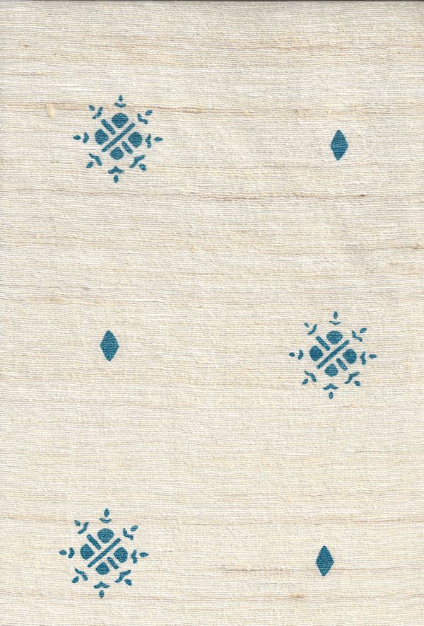 Katar - Sapphire on Off-White Silk