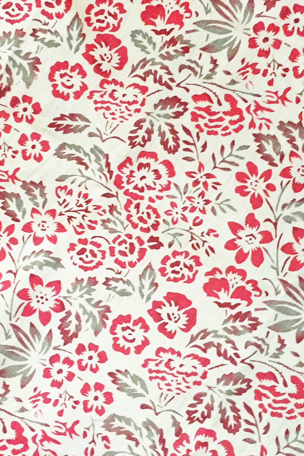 Kent - Geranium/Dovecote on Ecru Linen