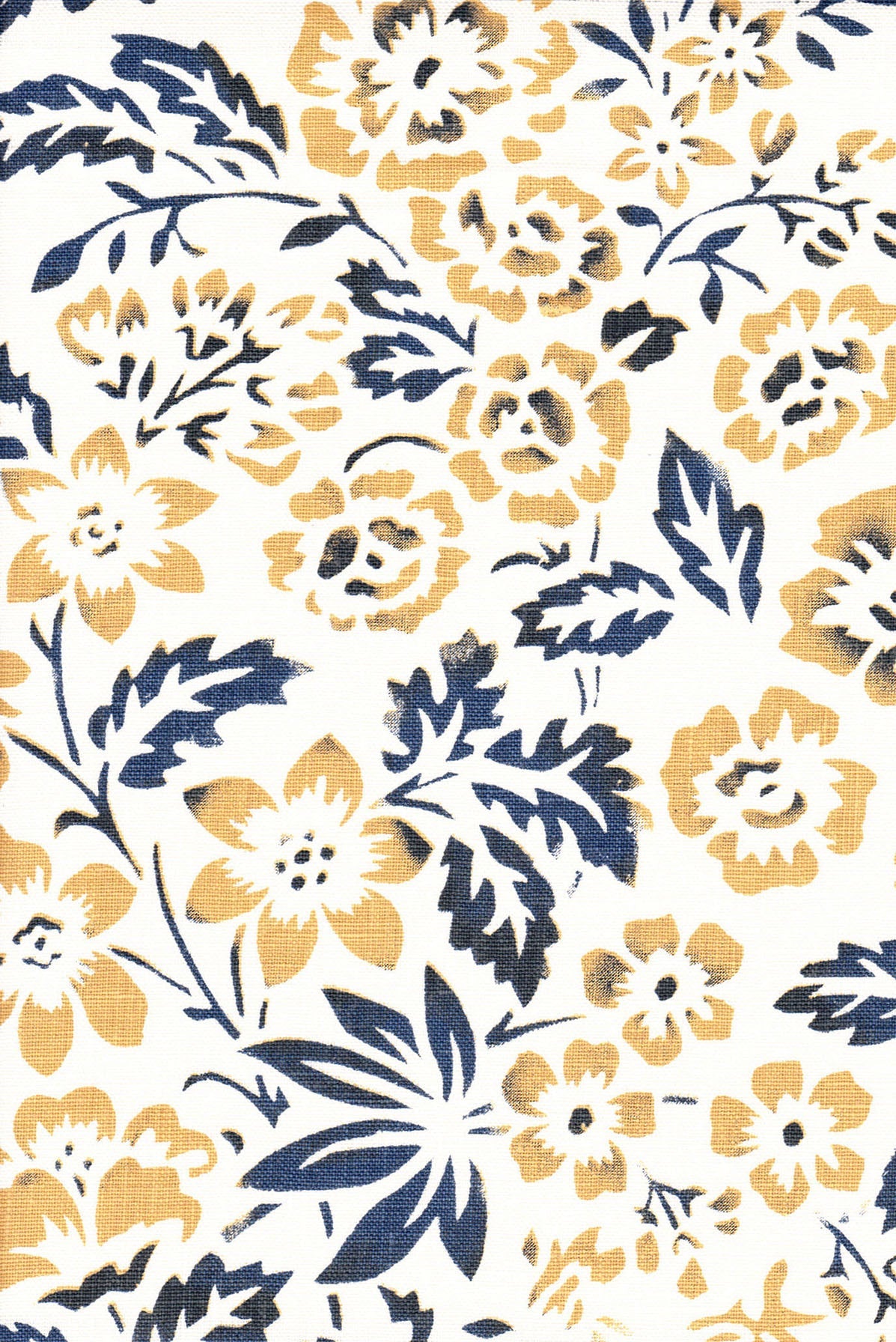 Kent - Marigold/Midnight Blue on Ecru Linen