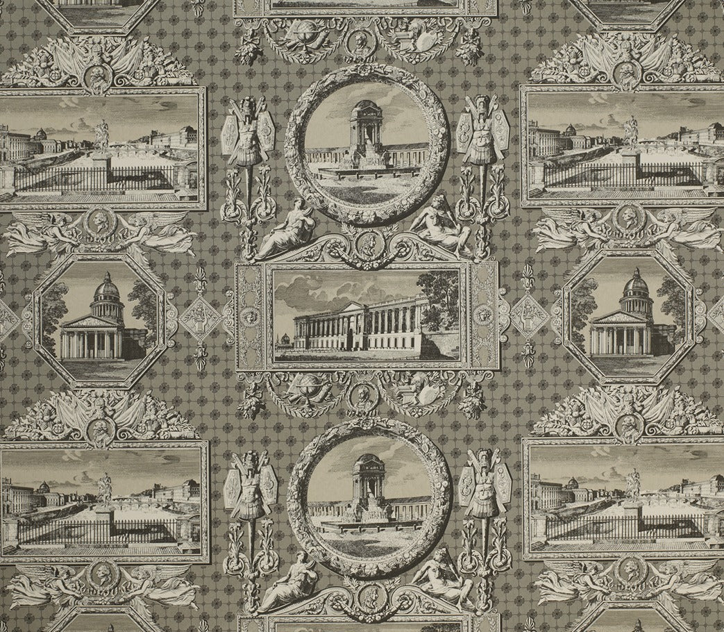 Les Vues de Paris Wallpaper - Charcoal