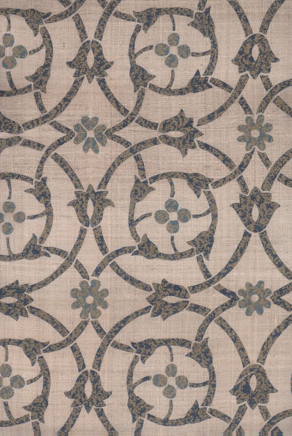 Lhasa - Marine Blue/ Multi on Natural Silk