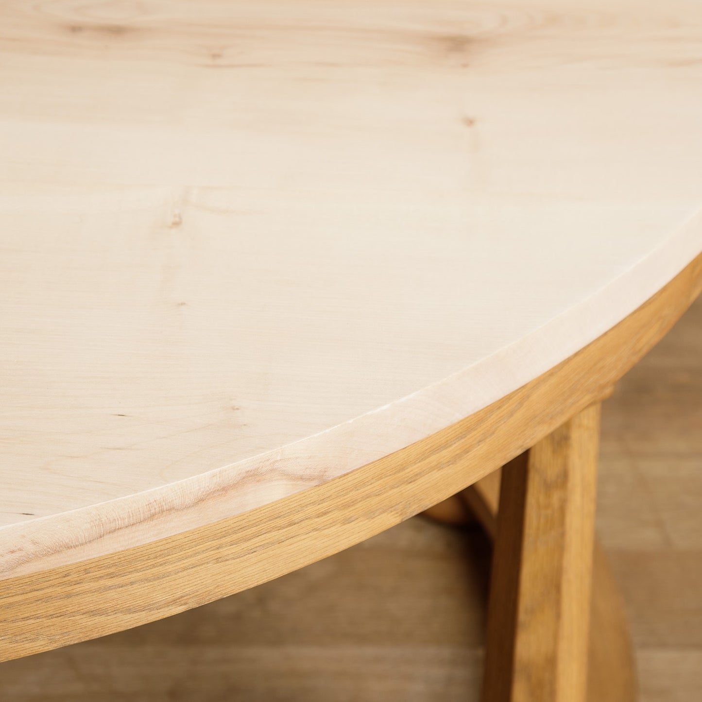 Lorimer Dining Centre Table - Solid Oak (base) - oiled & waxed, solid sycamore top (either oiled or raw)