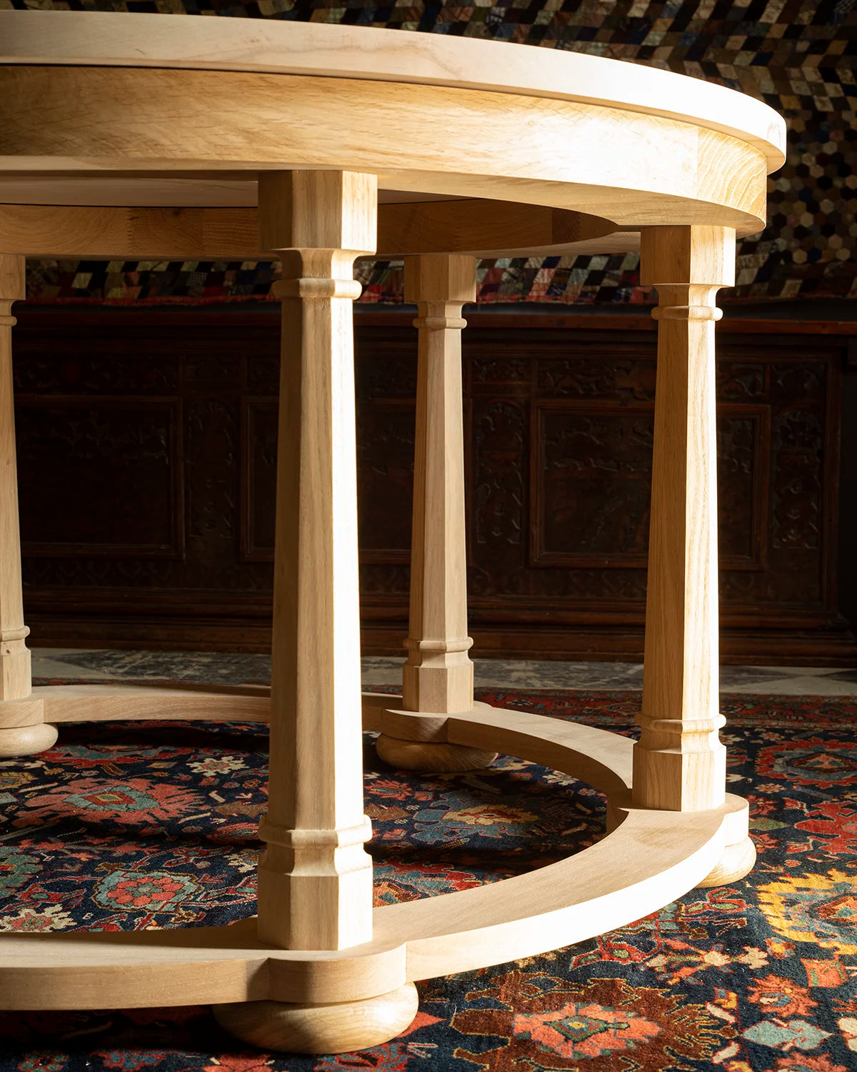 Lorimer Dining Centre Table - Solid Oak (base) - oiled & waxed, solid sycamore top (either oiled or raw)