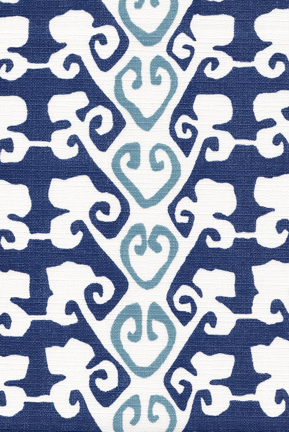 Mandera - Marine/Sky Blue on White Silk