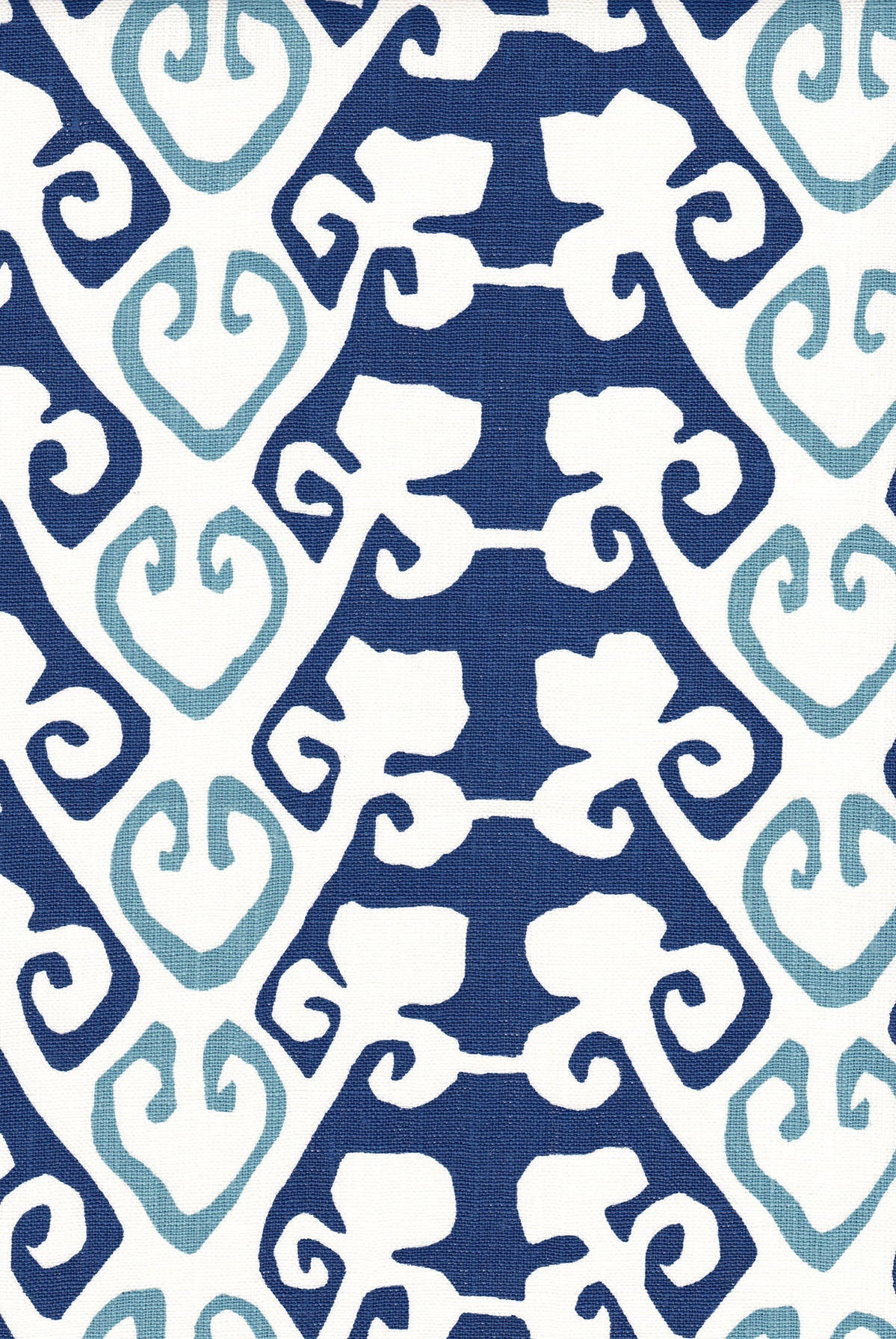 Mandera - Marine/Sky Blue on Oyster Linen