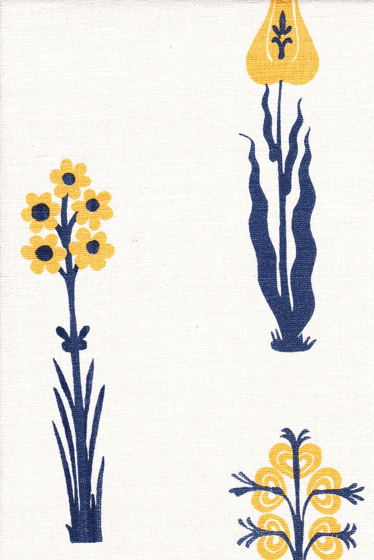 Manisa - Marigold/Midnight Blue on White Silk