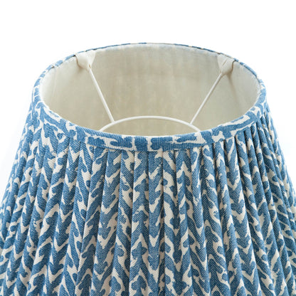 16 Inch Round Gathered Bedwyn Lampshade - Blue Rabanna