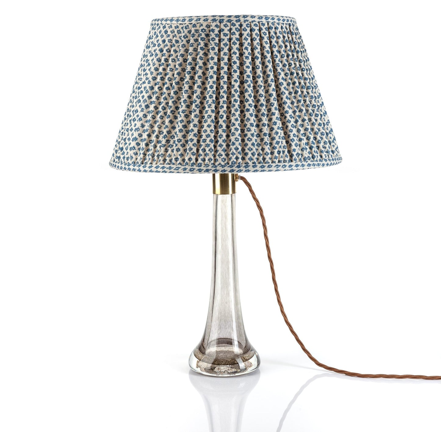 16 Inch Round Gathered Bedwyn Lampshade - Blue Marden