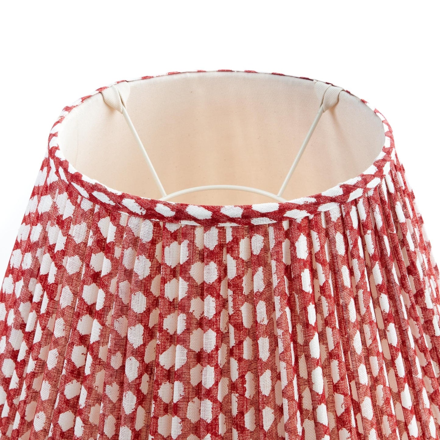 16 Inch Round Gathered Bedwyn Lampshade - Red Wicker