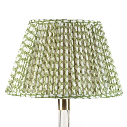16 Inch Round Gathered Bedwyn Lampshade - Green Wicker