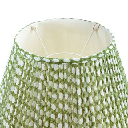 16 Inch Round Gathered Bedwyn Lampshade - Green Wicker