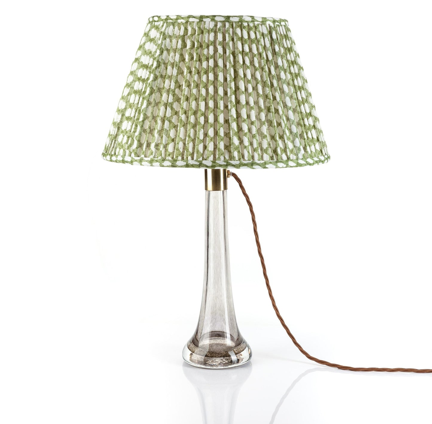 16 Inch Round Gathered Bedwyn Lampshade - Green Wicker