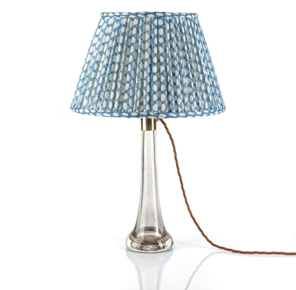 16 Inch Round Gathered Bedwyn Lampshade - Light Blue Wicker