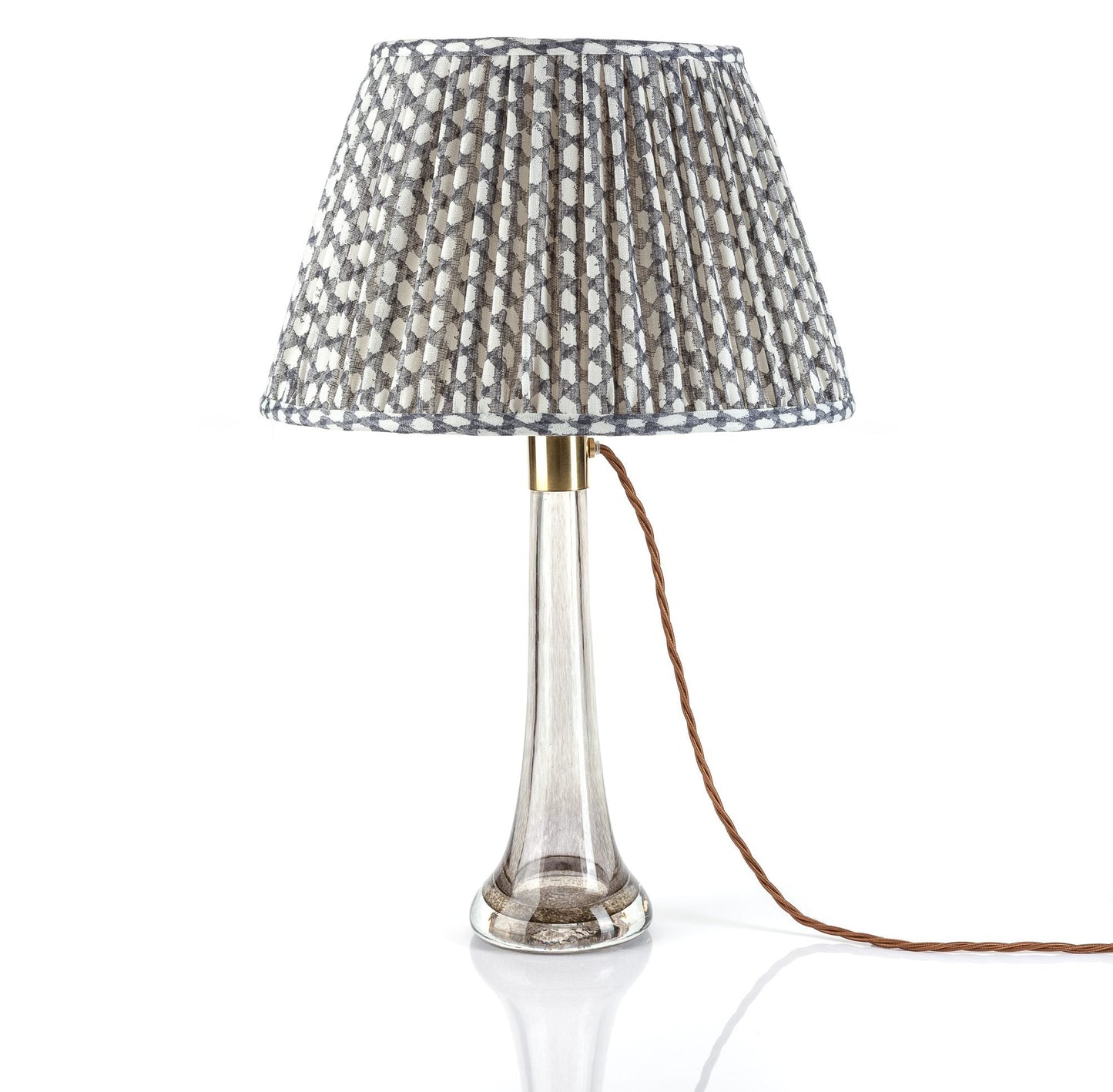 16 Inch Round Gathered Bedwyn Lampshade - Grey Wicker