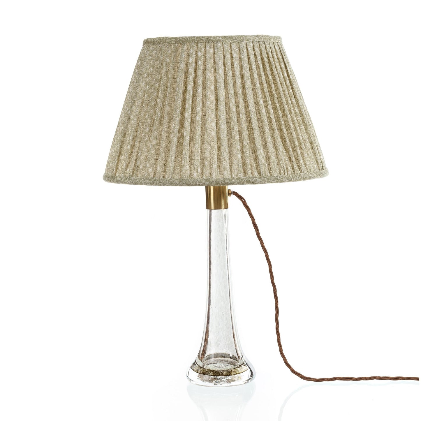 16 Inch Round Gathered Bedwyn Lampshade - Green Figured