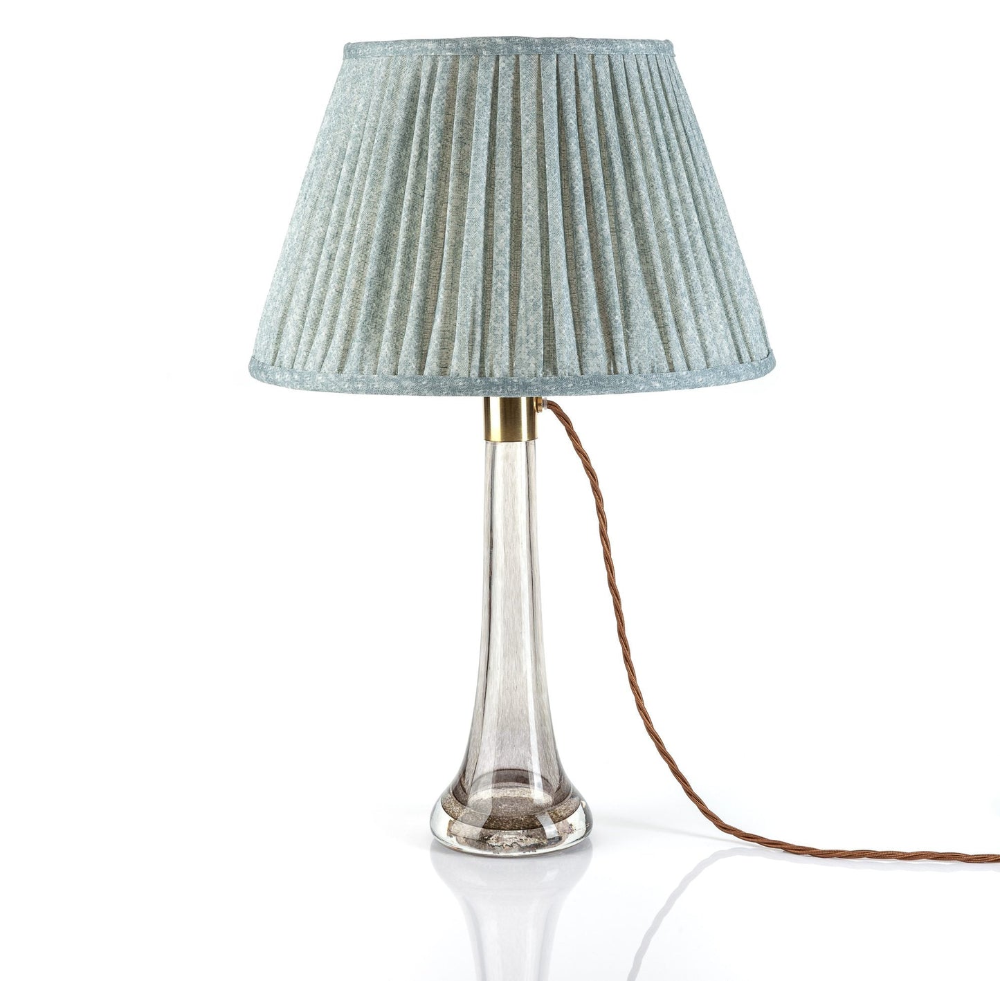 16 Inch Round Gathered Bedwyn Lampshade - Blue Figured