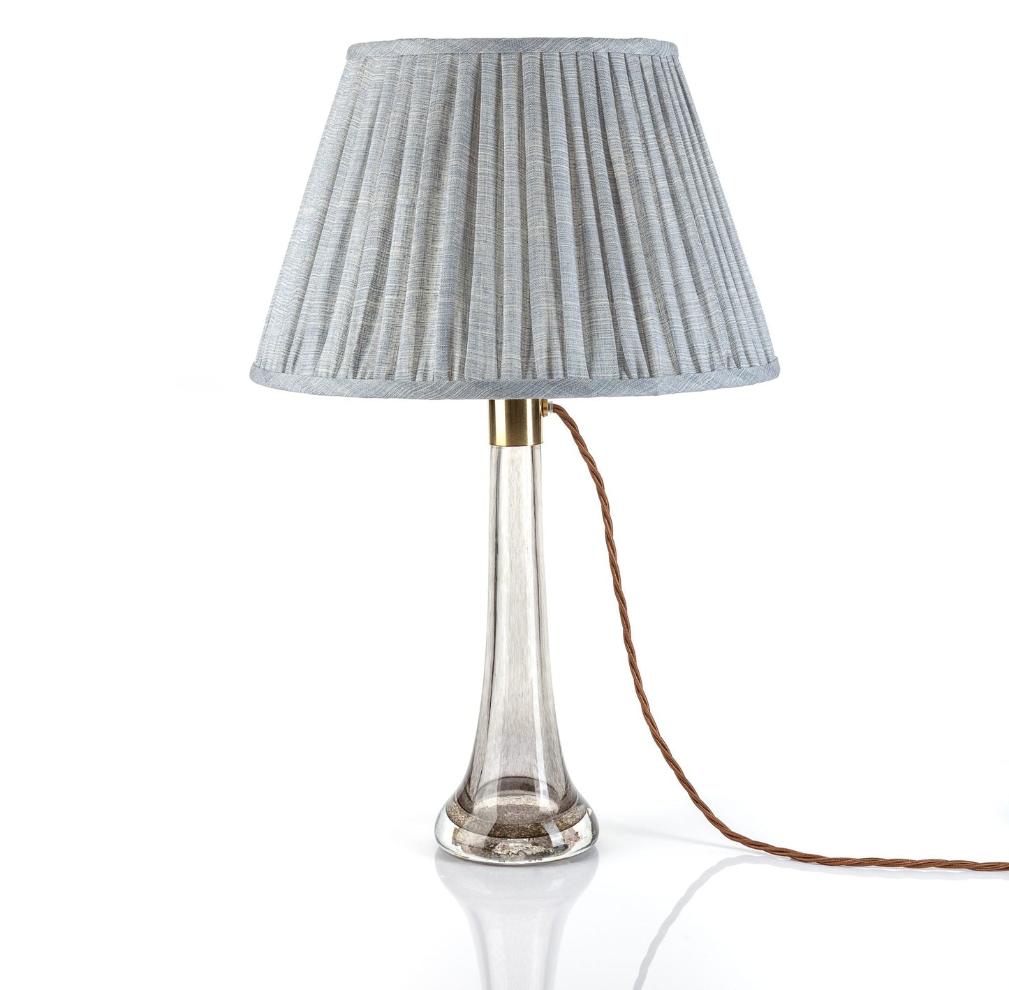 16 Inch Round Gathered Bedwyn Lampshade - Blue Moire