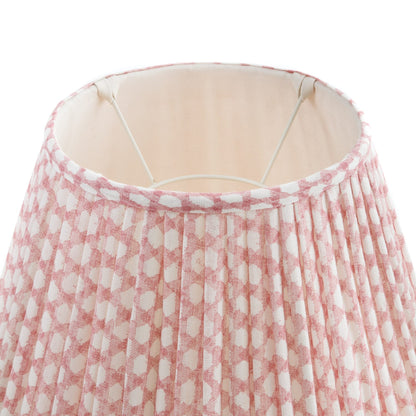 16 Inch Round Gathered Bedwyn Lampshade - Pink Wicker