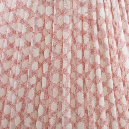 16 Inch Round Gathered Bedwyn Lampshade - Pink Wicker