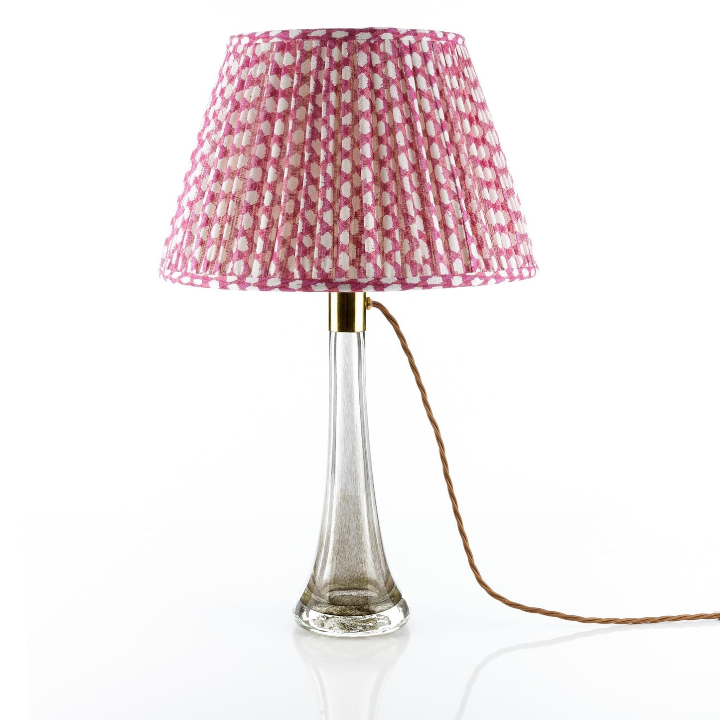 16 Inch Round Gathered Bedwyn Lampshade - Fuchsia Wicker