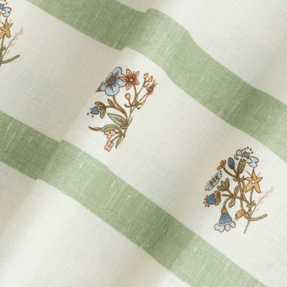 Flax and Field Posy Stripe - Eucalyptus / Oyster