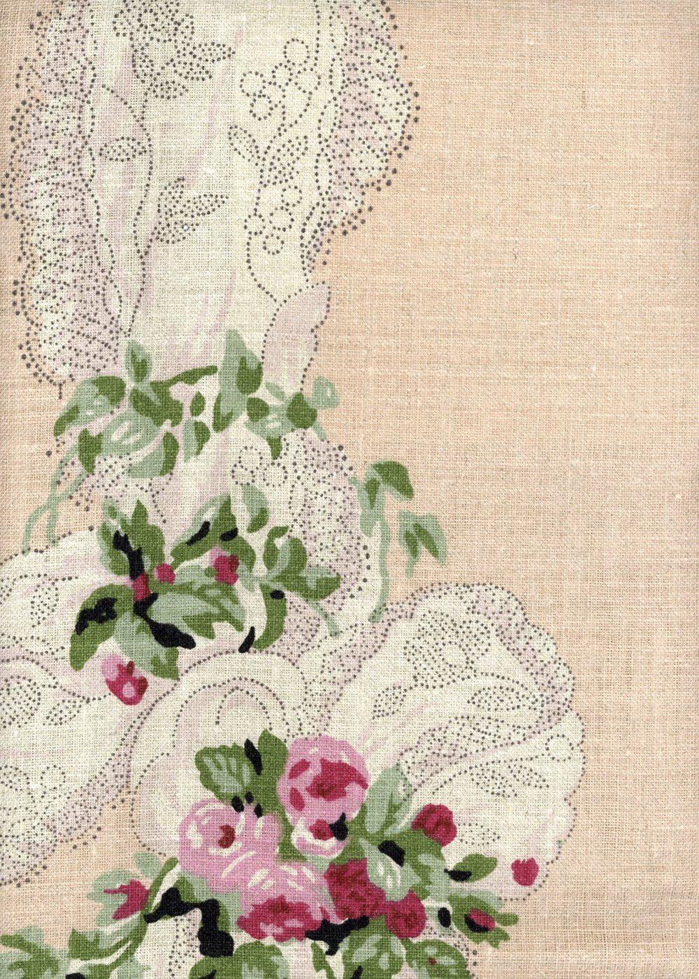 Lace On Linen - Peach