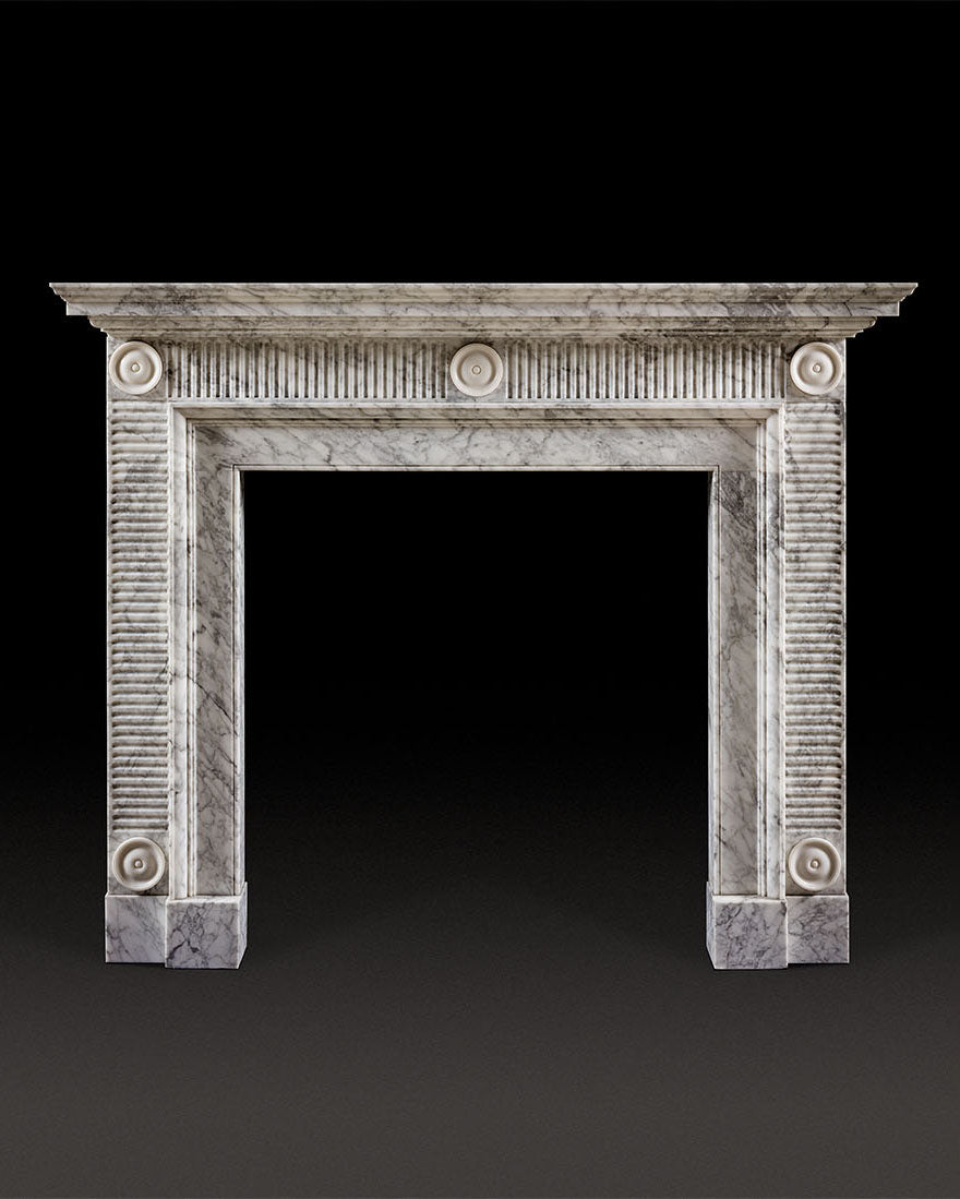 Waldorf Chimneypiece - Carrara Marble with Roundels in White Marble