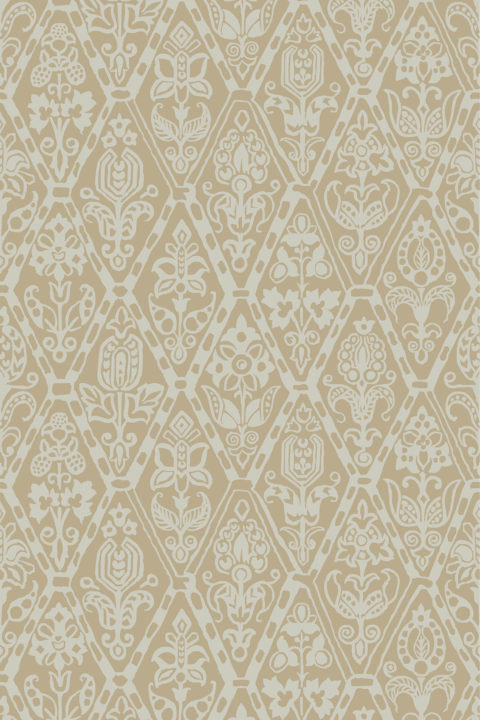 Tudor Trellis Wallpaper - Canvas and Sand