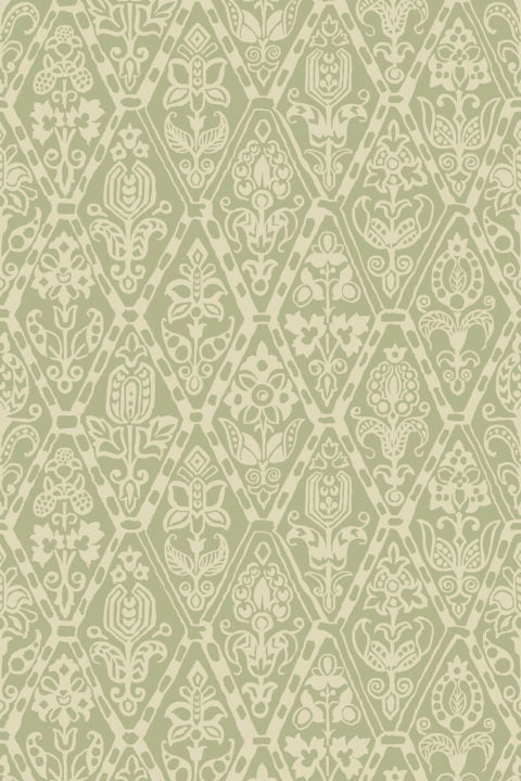Tudor Trellis Wallpaper - Willow and Clay
