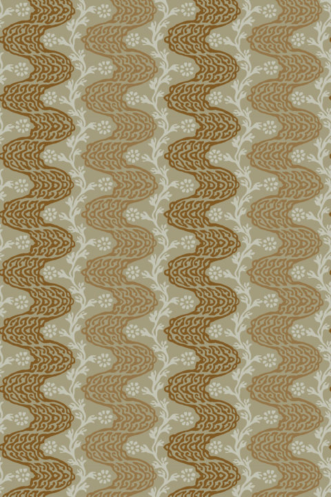 Daisy Chain Wallpaper - Truffle, Muga and Gold