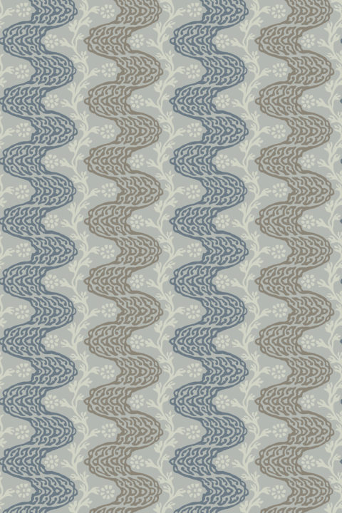 Daisy Chain Wallpaper - Cerulean Blue, Slate & Sea Mist