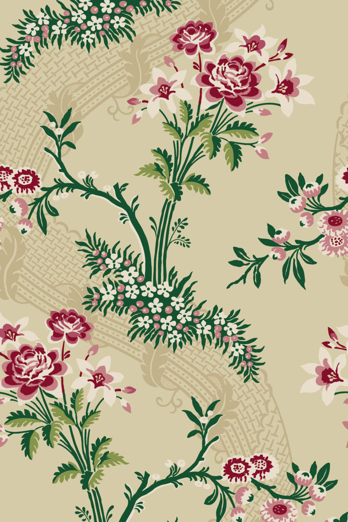 Lace Brocade Wallpaper - Paper and Forest Green