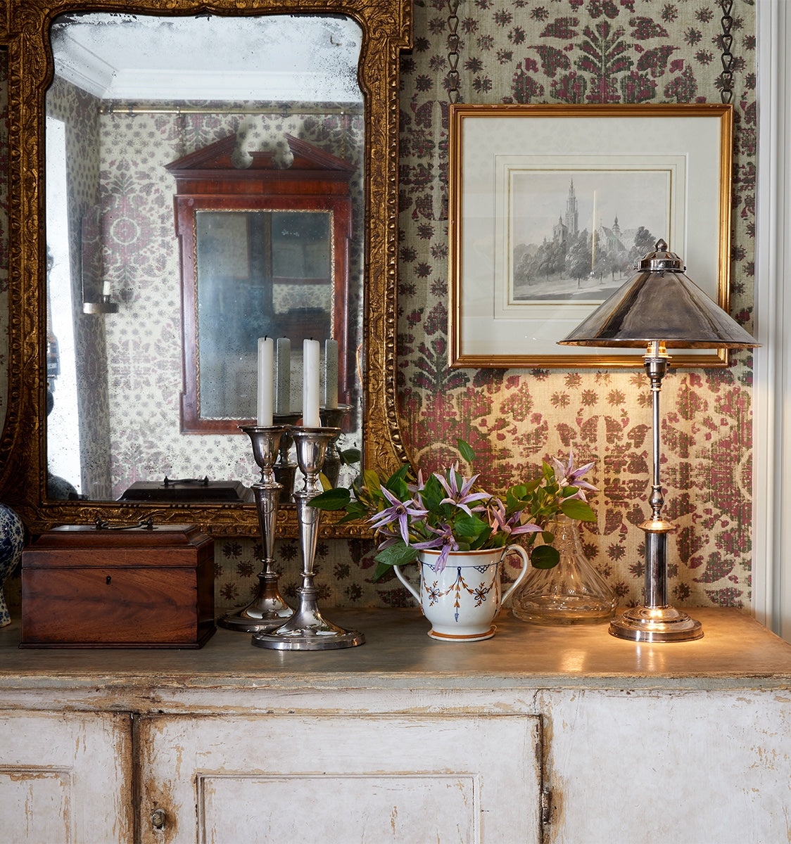 Dorchester Lamp with Shade - Antique Silver