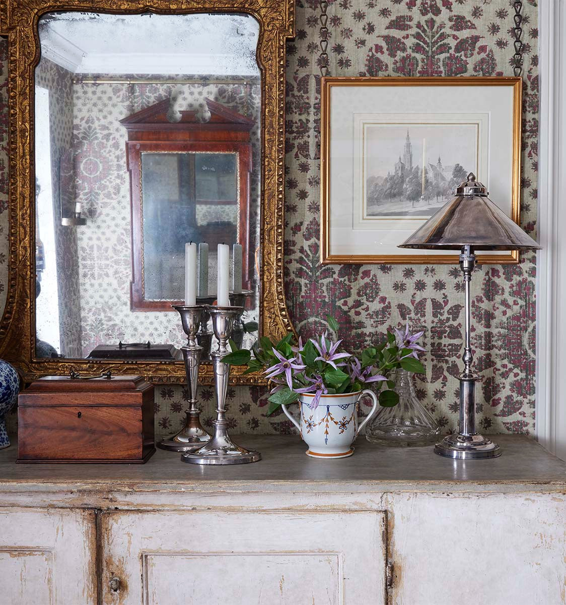 Dorchester Lamp with Shade - Antique Silver